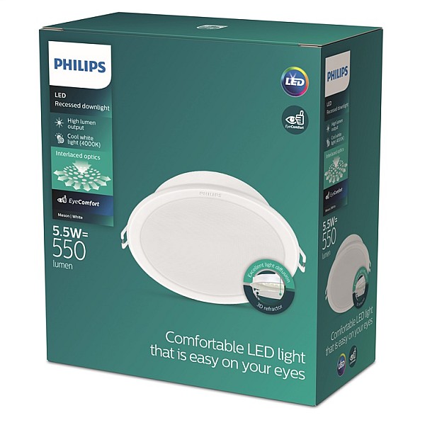 Įmontuojamas šviestuvas Philips Meson. 5.5W. 4000°K. LED