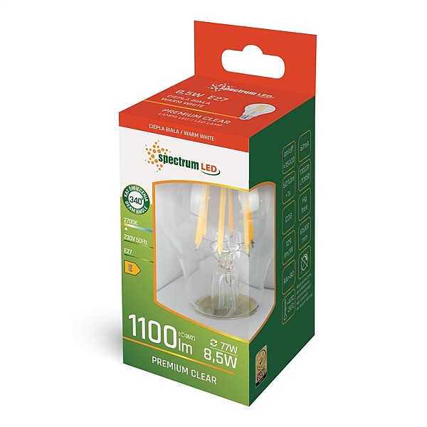 BULB LED A60 E27 8.5W 830 1100LM FIL