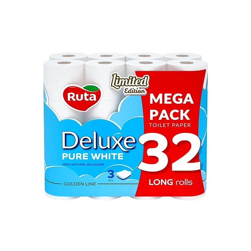 Tualetes papīrs Rūta Pure White Deluxe. 3 sl