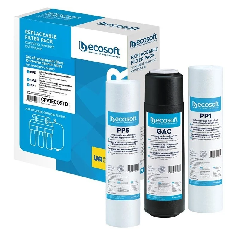 Filtra kārtridžu komplekts Ecosoft CPV3ECOSTD. 10"