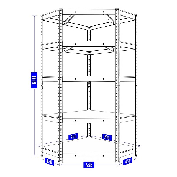 RACK BUDGET RANGULAR 180X90X45CM