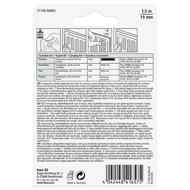 TAPE DOUBLE-SIDE 1.5MX19MM TRANS FOR WIN TAPE DOUBLE-SIDE 1.5MX19MM TRANS FOR WIN