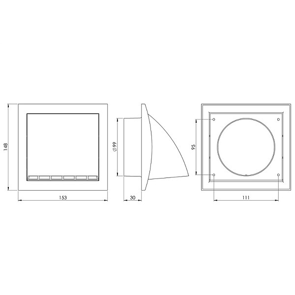 Ventilācijas reste Europlast ND10FVA. plastmasa. 100 mm