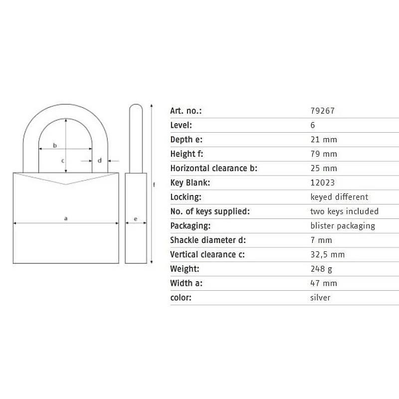 SPYNA PAKABINAMA ABUS 79267 47X79 MM SPYNA PAKABINAMA ABUS 79267 47X79 MM