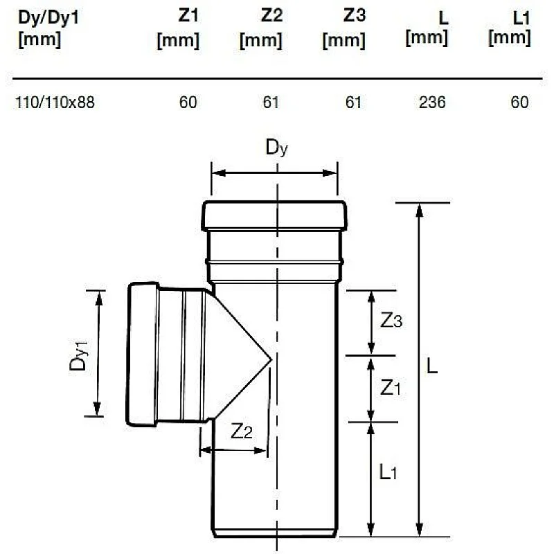 Āra kanalizācijas caurules trejgabals Wavin D110mm. 88°. PVC