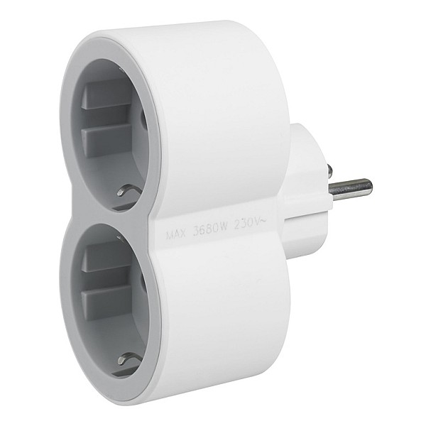 MOP SCH 2X2P+E FRONT OUTLETS WHITE/GREY