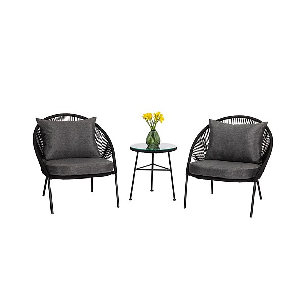 OUTDOOR FURNITURE SET BLACK 2 SEAT