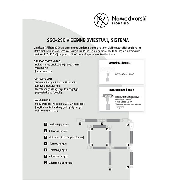 Savienojums Nowodvorski TRACK PROFILE X-CONNECTOR. 106 mm