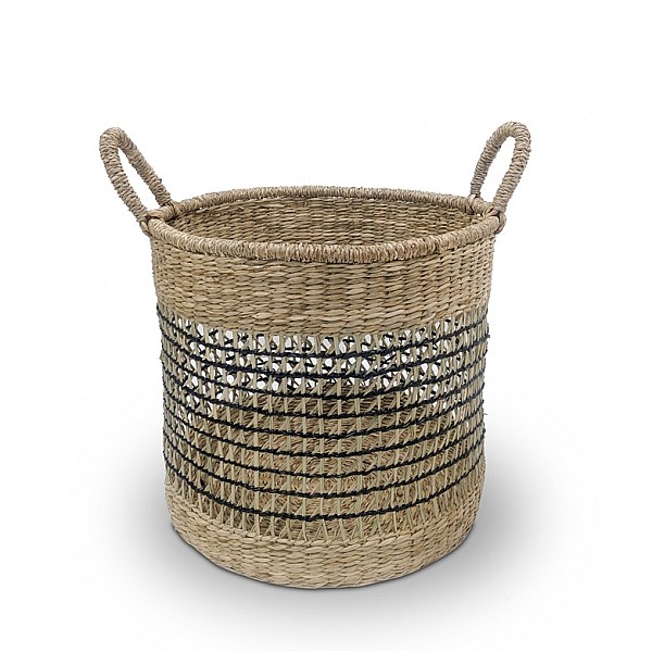 BASKET WITH HANDLES 35X35X32CM SEAGRASS