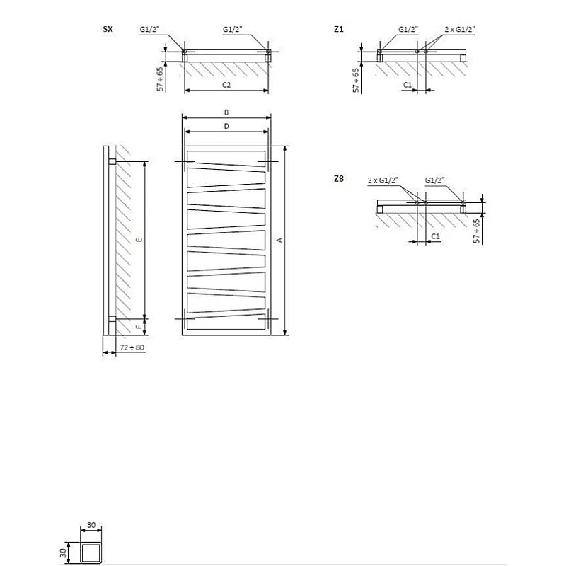 Elektrinis rankšluosčių džiovintuvas Terma ZigZag 83X50 cm Elektrinis rankšluosčių džiovintuvas Terma ZigZag 83X50 cm