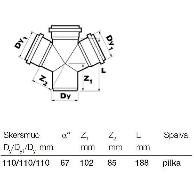 BRANCH S&W DOUBLE 110X110X110/67 PP GREY BRANCH S&W DOUBLE 110X110X110/67 PP GREY
