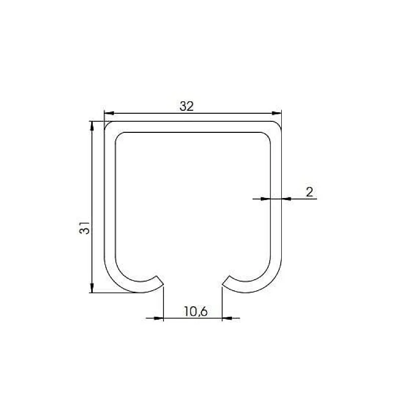 Sliede Helaform K-100/2.0M. bīdāmām iekšdurvīm. 200cm x3.1cm Sliede Helaform K-100/2.0M. bīdāmām iekšdurvīm. 200cm x3.1cm