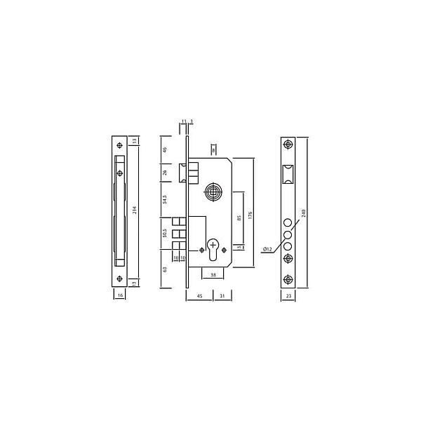 MORTISE LOCK KALE 152/3MR WITHOUT CYLIN