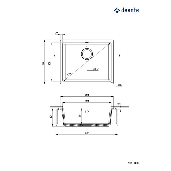 CORDA GRAN SINK 55X46X20 ZQA_N10C BLK