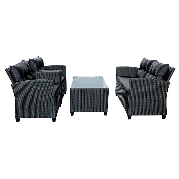 OUTDOOR FURNITURE SET BLACK 4 SEATER