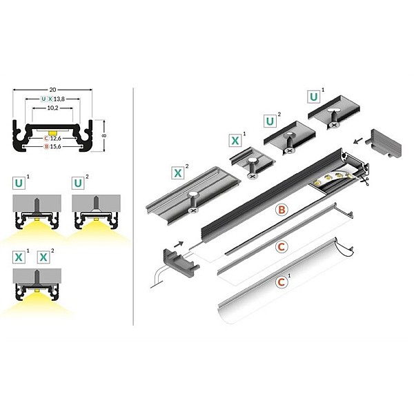 LED sloksnes profils Standart SURFACE10 F2000201