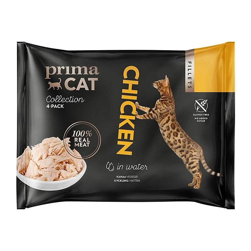 PRIMACAT FILLETS CHICKEN IN WATER 4X50G