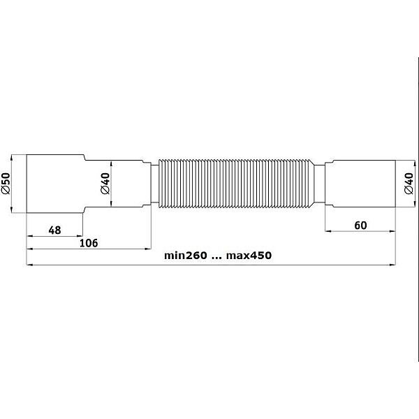 FLEXIBLE PIPE 40X40/50 MM 375MM