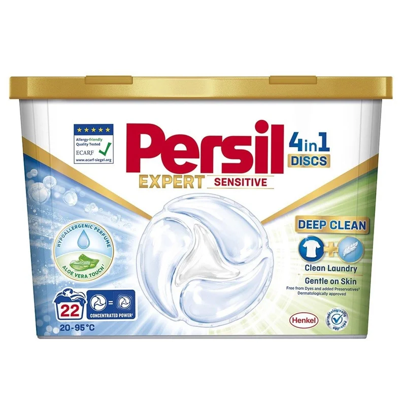 Kapsulas mazgāšanai Persil Discs Sensitive. 22 gab.
