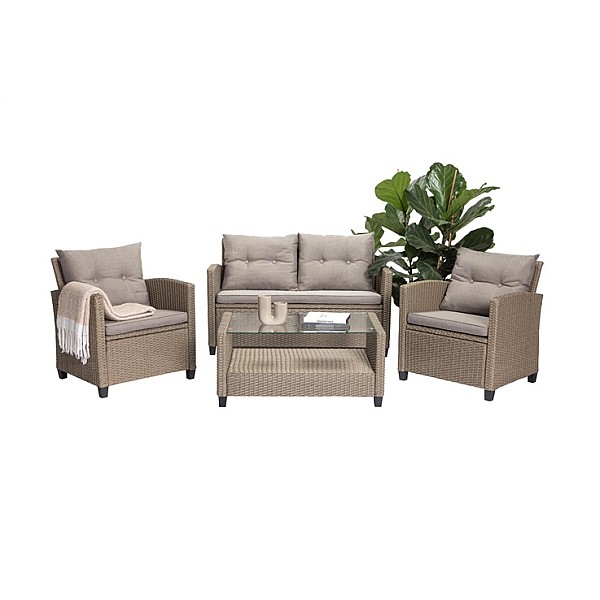 OUTDOOR FURNITURE SET GREY 4 SEATER