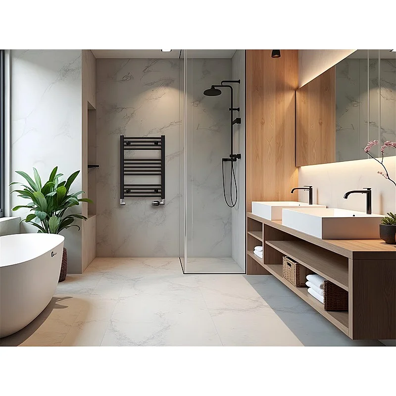 Vanden. rankšl. džiovintuv. Korado. lenktas. juoda. 50x70 cm Vanden. rankšl. džiovintuv. Korado. lenktas. juoda. 50x70 cm