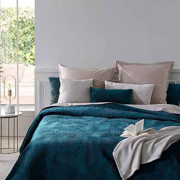 BEDSPREAD VELVET BLUE 181058Q 240X260 CM