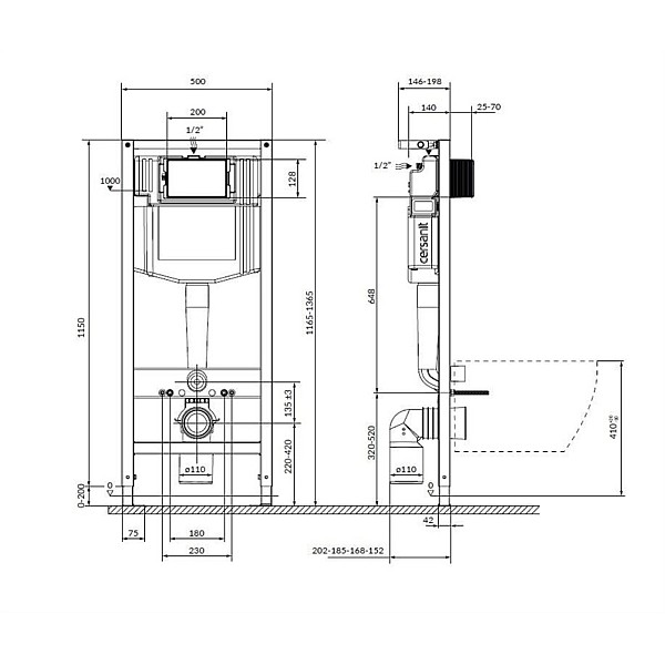 WC SET S701-777 WITH FRAM +BL MAT BUTTON