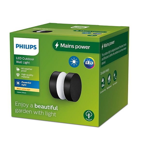 Lampa Philips LAVEN 929003362401. 6W. LED. IP44. melna