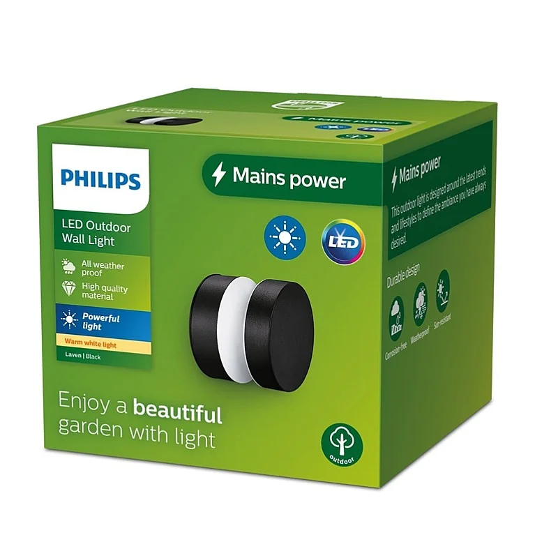 LED šviestuvas PHILIPS LAVEN 929003362401. 6 W. IP44. juodas LED šviestuvas PHILIPS LAVEN 929003362401. 6 W. IP44. juodas