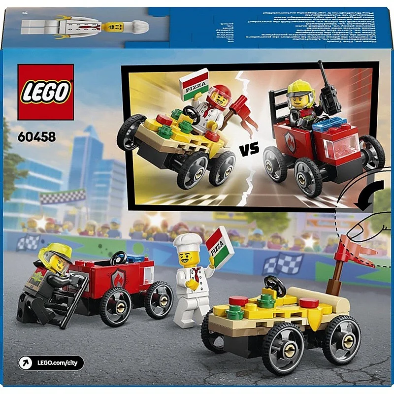 LEGO® City Pizza vs. Fire Truck Race Car Pack 60458. 70 vnt. LEGO® City Pizza vs. Fire Truck Race Car Pack 60458. 70 vnt.