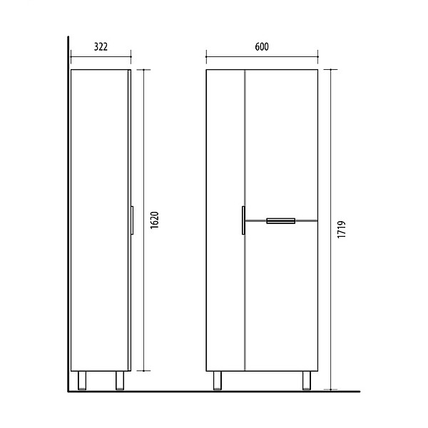 Vannas istabas skapītis Domoletti SU60DL-3. balta. 32x60x172