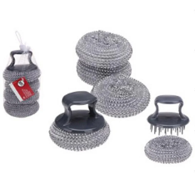 METAL SCOURERS 3PCS SET WITH HOLDER