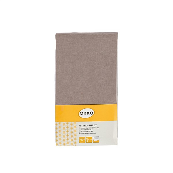 FITTED SHEET POLYCOTTON 180X200+25 TAUPE