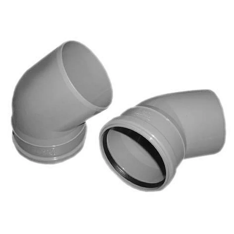 Kanalizācijas caurules 45° līkums Wavin D110mm. PVC