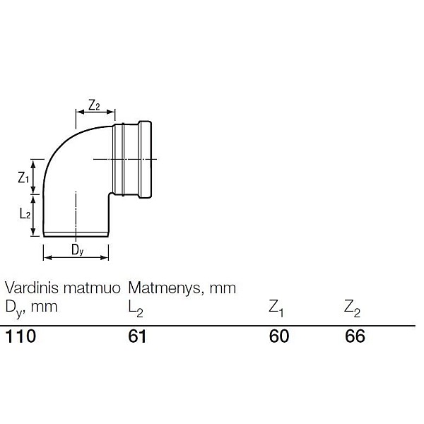 Lauko kanalizacijos alkūnė Wavin. Ø 110 mm. 88.5°