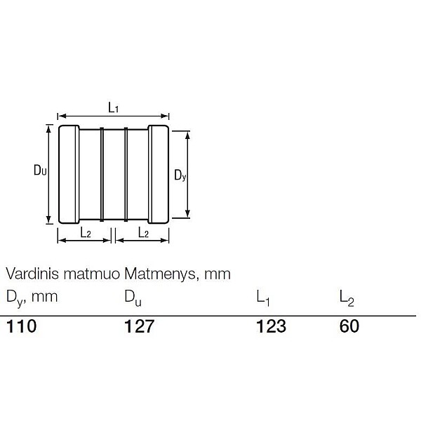 Lauko kanalizacijos dviguba mova Wavin. Ø 110 mm