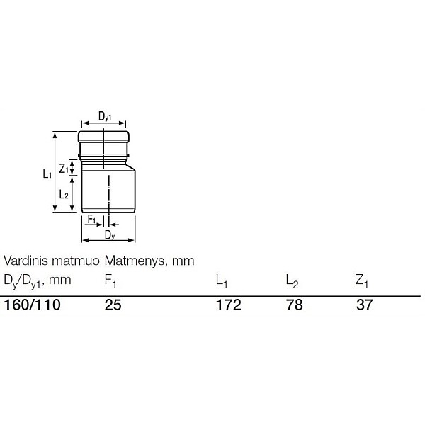 Lauko kanalizacijos pereiga Wavin. Ø 110 / 160 mm