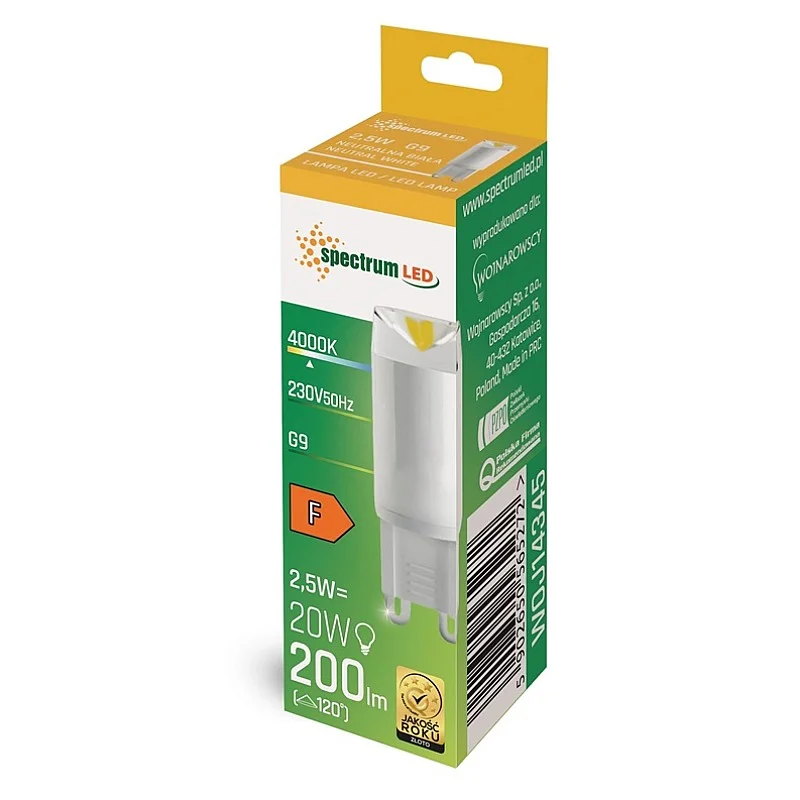 LEMP LED G9 2.5W 840 200LM 100