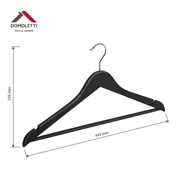 RUBBER COATED HANGER LSR013C BLACK 3PCS