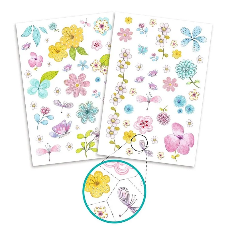 Rinkinys tatuiruotėms Djeco Fair flowers DJ09585
