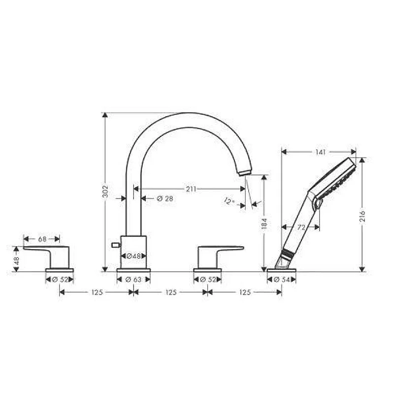 BATH MIXHG VERNIS BLEND 4-H.FS RIM CHR BATH MIXHG VERNIS BLEND 4-H.FS RIM CHR