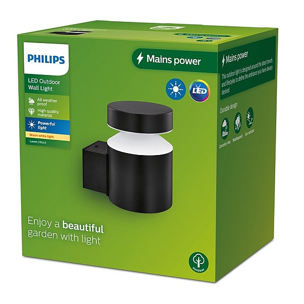 Lampa Philips LAVEN 929003362201. 6W. LED. IP44. melna