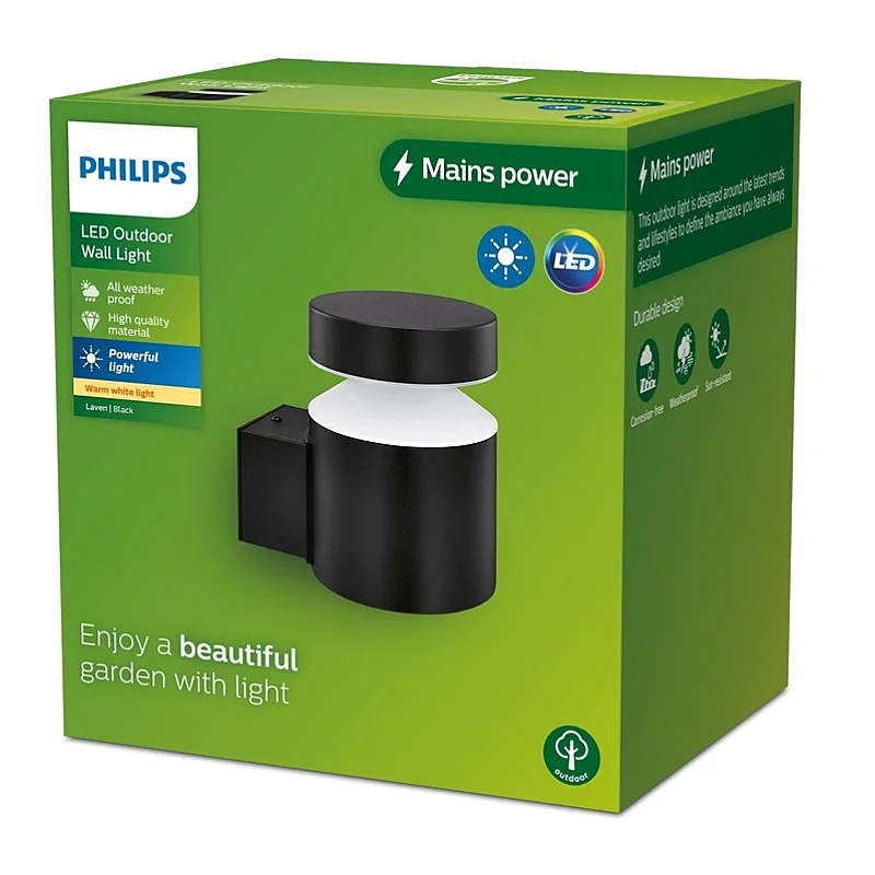 LED šviestuvas PHILIPS LAVEN 929003362201. 6 W. IP44. juodas LED šviestuvas PHILIPS LAVEN 929003362201. 6 W. IP44. juodas