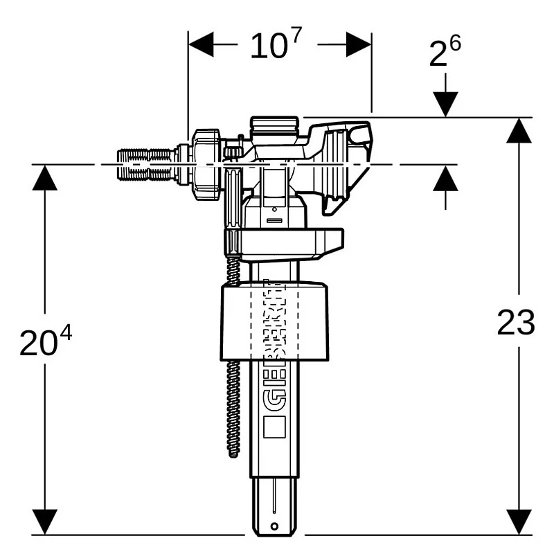 Ūdens uzpildes vārsts Geberit. 230 mm