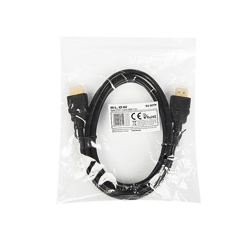 Laidas BLOW HDMI M. HDMI M. 1.5m. juodas 92-667 Laidas BLOW HDMI M. HDMI M. 1.5m. juodas 92-667