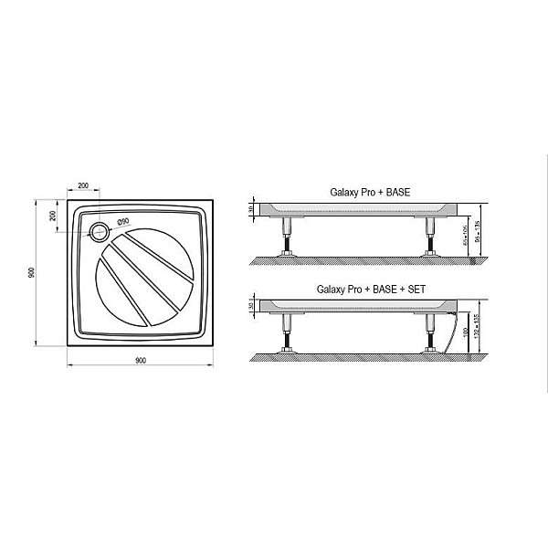 TRAY SHOWER PERSEUS PRO-90 90X90 WHITE