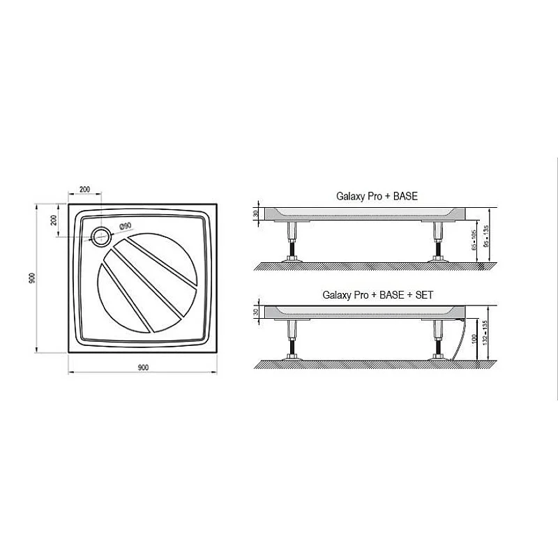 Dušas paliktnis Ravak Perseus Pro. 90 mm x 90 mm Dušas paliktnis Ravak Perseus Pro. 90 mm x 90 mm