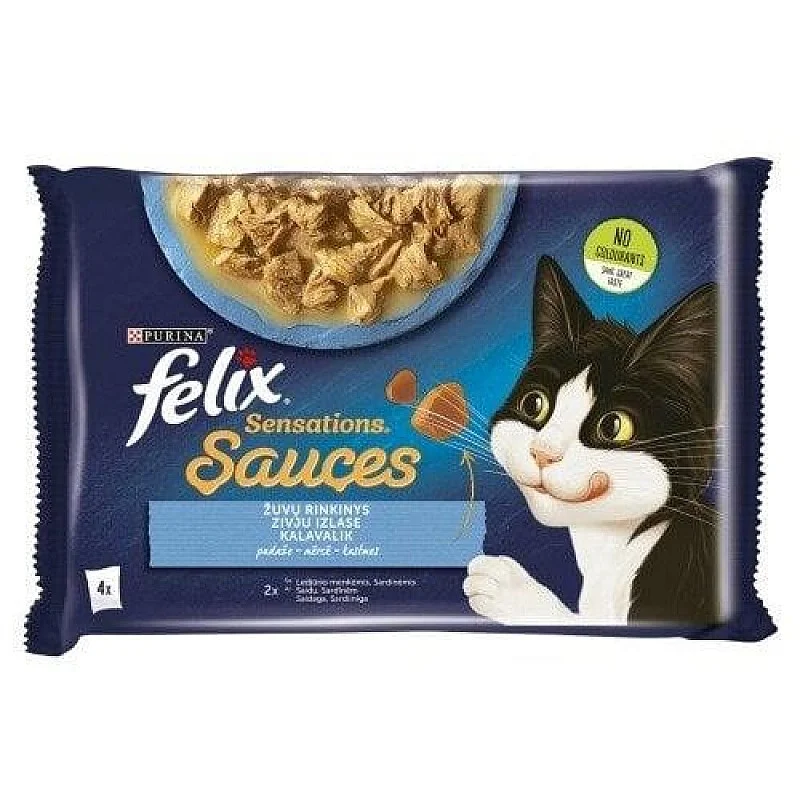 Mitrā kaķu barība Felix Sensations Sauces Fish  85g x 4 gab. Mitrā kaķu barība Felix Sensations Sauces Fish  85g x 4 gab.