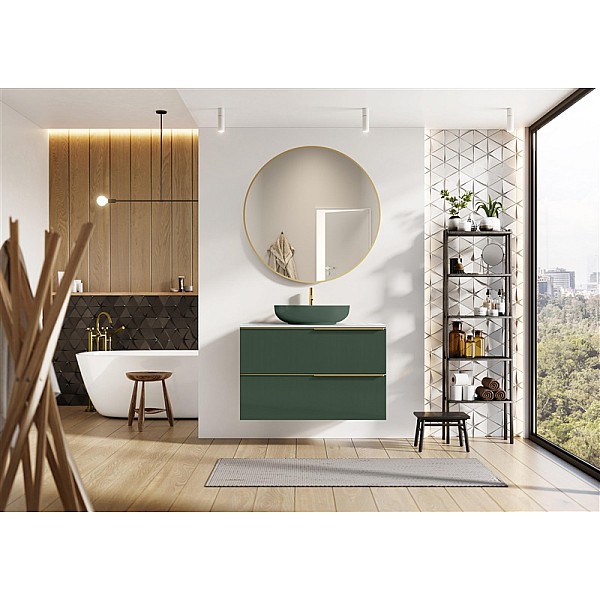 BASIN UNIT SOHO 100 2DR HUNG GREEN MATT