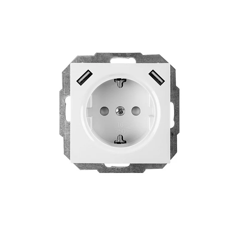 Kištukinis lizdas ELEKTRO-PLAST VESTRA su įž+2USB. balta